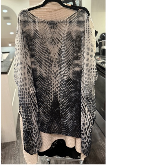 ASA Kaftan - blues/greys/black with crystals - elegant lightweight kaftan O/S - Picture 8 of 12